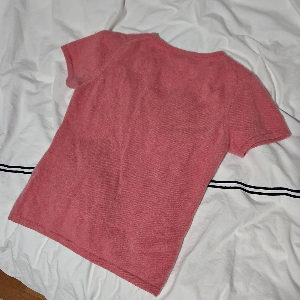 Pashmina Cashmere Pink V-Neck Sweater Size M